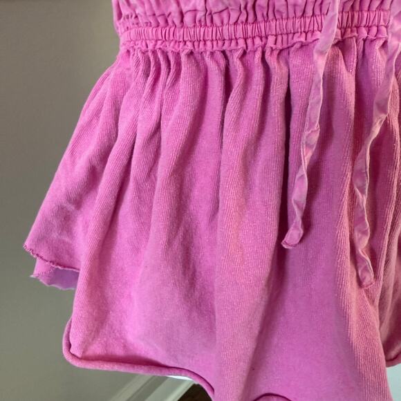 We The Free Scarlett Smocked Tie Front Pink Tank Top Size M - Picture 4 of 6